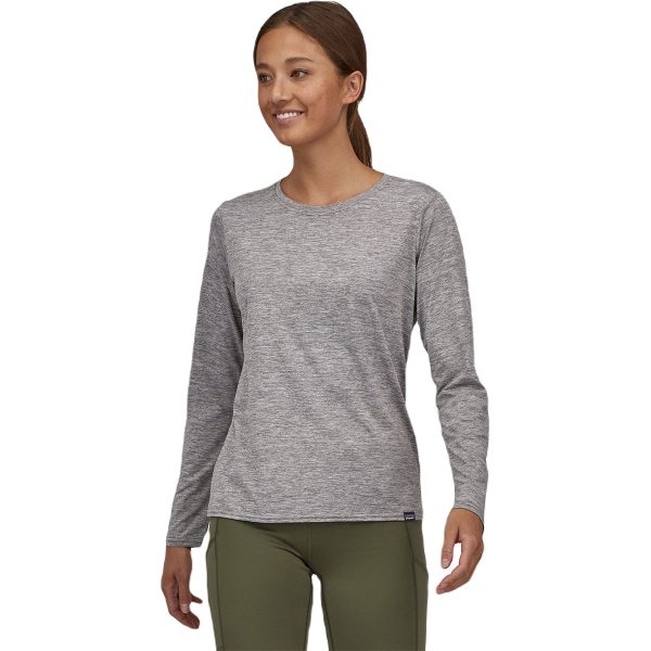 Patagonia Women s Feather Grey Long-Sleeved Capilene Cool Daily Shirt For Discount - Image 2