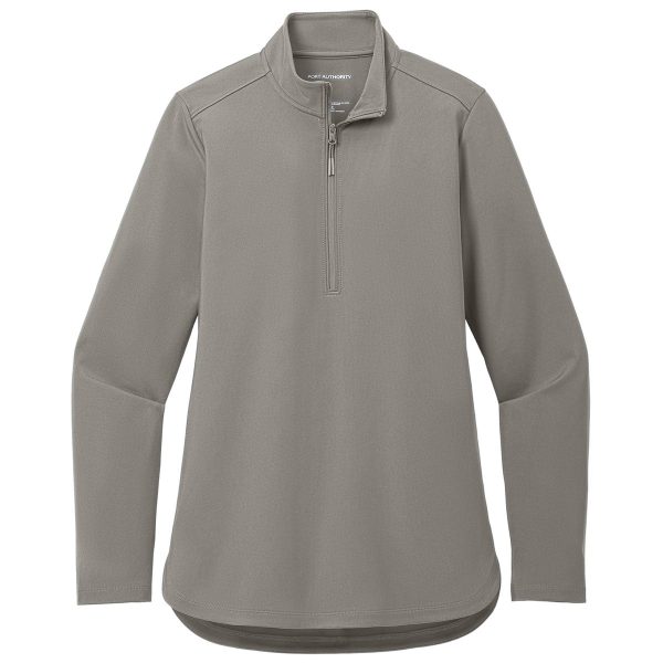Port Authority Women s Smoke Grey C-FREE Double Knit 1 4-Zip Hot on Sale