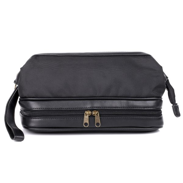 Dopp Super Travel Kit with Bonus Items  | Toiletry Bag with 3 TSA Compliant Refillable Bottles, Nail Kit & Toothbrush Holder - Black Vegan Leather | MaxStrata® For Sale - Image 3